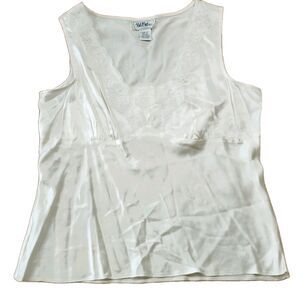 Bob Mackie Studio 100% Silk Camisole 10  Ivory Lace Babydoll Coquette